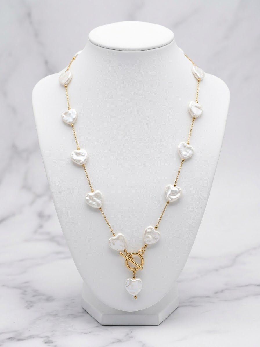 Collar corazones de perla