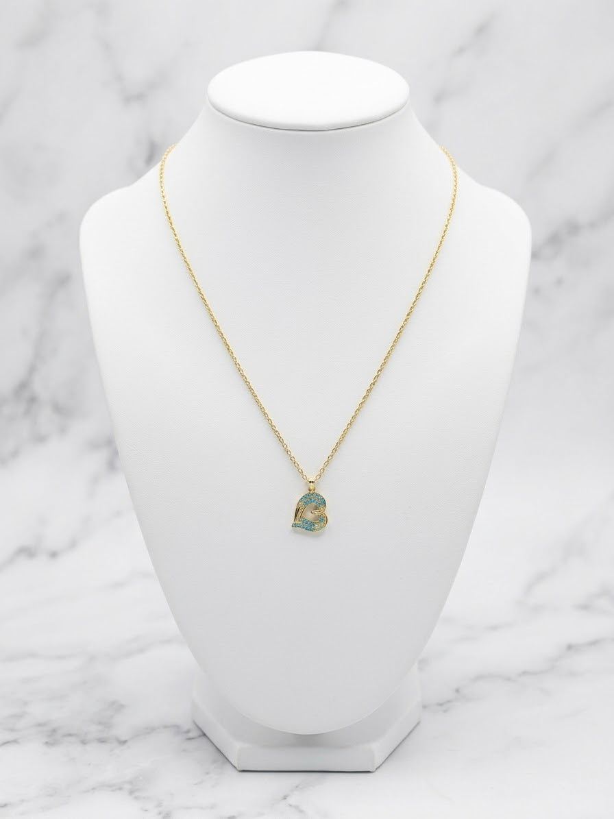 Collar corazón celeste