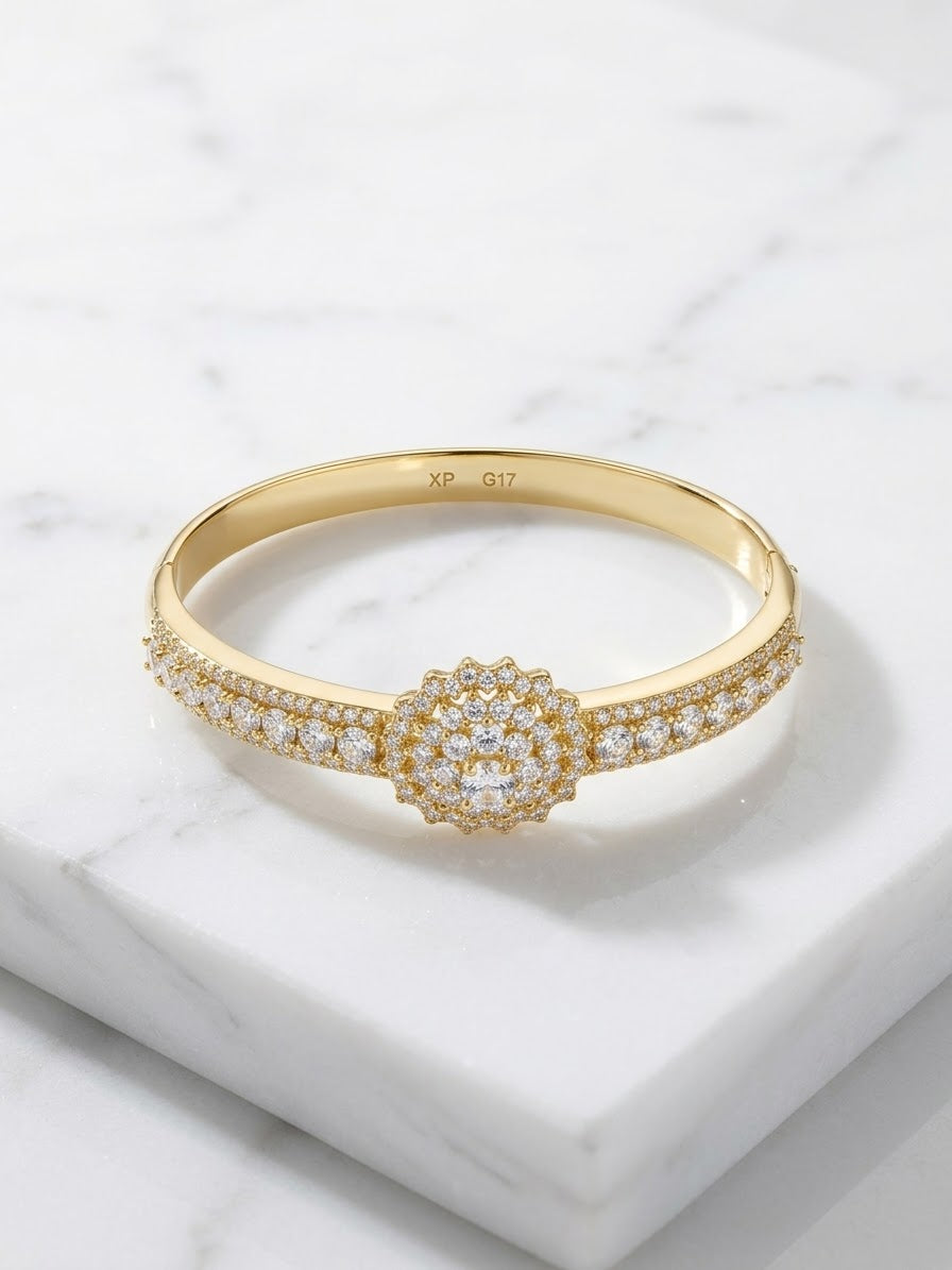 Brazalete flor de circones rígido